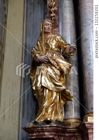 Saint Elizabeth on Sacred Heart of Jesus altar in Barmherzigenkirche church in Graz, Styria, Austria 132258201
