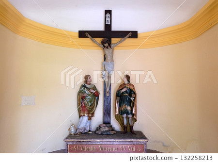 St Valentine martyr and St. Vitus martyr under the crucifix in the chapel in the village Stitar, Croatia 132258213
