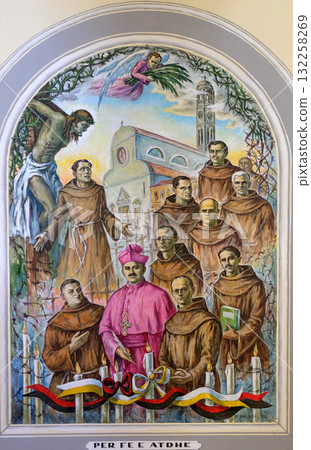 Frescoes that depict the persecution of religion in socialist Albania, Franciscan church in Shkoder, Albania 132258269