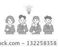 Illustration of a business team having an idea (monochrome) 132258358