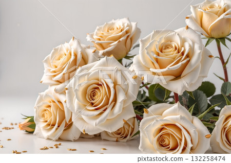 Luxurious golden Japanese white rose bouquet, Lover's Day, Mother's Day, Women's Day, Birth Day, Anniversary Day, Wedding, Romantic Spirits, Wide Wide Announcement Report. Luxurious golden Japanese white rose bouquet, Lover's Day, Mother's Day, Women's Day, Birth Day, Anniversary Day, Wedding, Romantic Spirits, Wide Wide Announcement Report. 132258474
