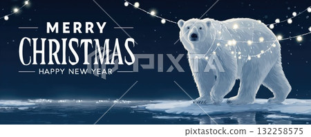 merry christmas greetings with icebear illustration 132258575