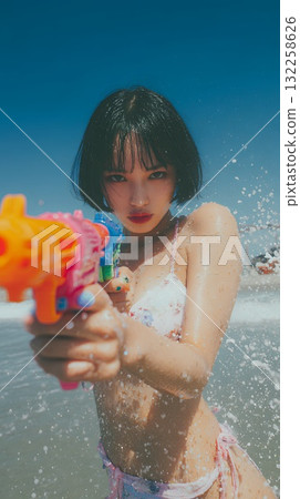 Girls playing in the sea Girls playing in the sea 132258626