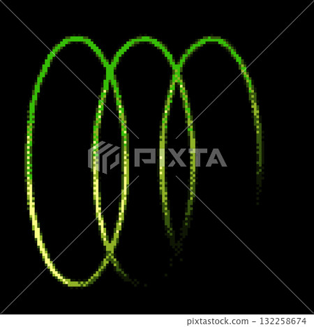 Row of green gradient parallel rings pixel art, vector outline model with square contour, abstract linear circles figure Row of green gradient parallel rings pixel art, vector outline model with square contour, abstract linear circles figure 132258674