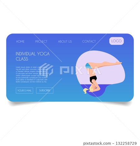 Yoga studio, individual yoga class vector advertising landing page, woman practicing yoga, headstand pose 132258729