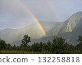 Picturesque double rainbow over the forest 132258818