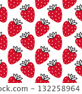 Strawberry seamless pattern. Red and black berry trendy flat style. 132258964