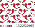Seamless pattern with red and white hearts on white background. Flat vector style 132258965
