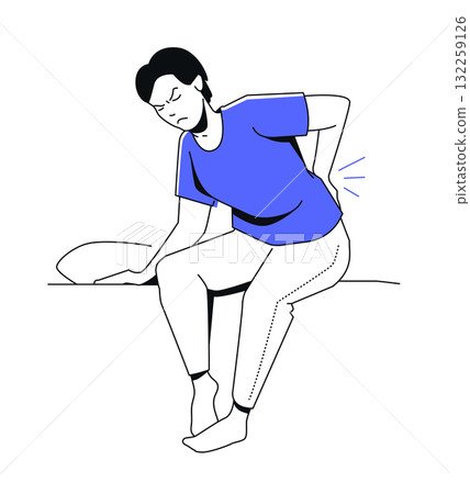 Man with Backache - colorful flat design illustration Man with Backache - colorful flat design illustration 132259126