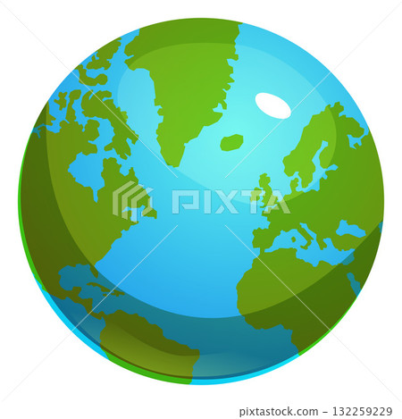 An icon of the planet Earth, with blue oceans and green vegetation. An icon of the planet Earth, with blue oceans and green vegetation. 132259229