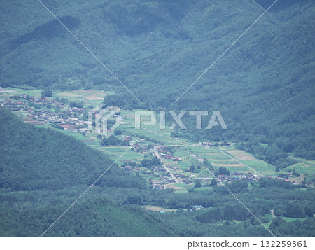 夏季從禦嶽山觀景台看到的山村 夏季從禦嶽山觀景台看到的山村 132259361