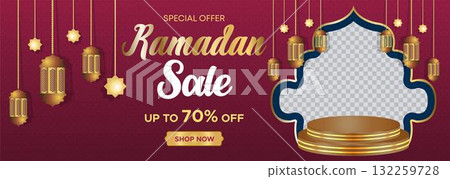 Ramadan Kareem Web Background Super Sale Banner with Podium for Display of product. Ramadan Mega Big Sale Promotion Poster and Social Media Post. Islamic Special Offer Promotion Banner Design Template Ramadan Kareem Web Background Super Sale Banner with Podium for Display of product. Ramadan Mega Big Sale Promotion Poster and Social Media Post. Islamic Special Offer Promotion Banner Design Template 132259728