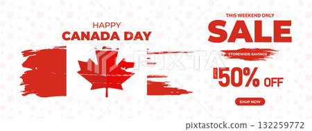 Canada Day Sale Web Banner. Happy Canada Independence Day Mega Big Sale Banner Background Illustration. Canada Day Weekend Promotion Discount Banner. First of July Holiday Special Offer Template Canada Day Sale Web Banner. Happy Canada Independence Day Mega Big Sale Banner Background Illustration. Canada Day Weekend Promotion Discount Banner. First of July Holiday Special Offer Template 132259772