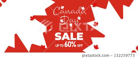 Canada Day Sale Web Banner. Happy Canada Independence Day Mega Big Sale Banner Background Illustration. Canada Day Weekend Promotion Discount Banner. First of July Holiday Special Offer Template Canada Day Sale Web Banner. Happy Canada Independence Day Mega Big Sale Banner Background Illustration. Canada Day Weekend Promotion Discount Banner. First of July Holiday Special Offer Template 132259773