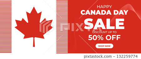 Canada Day Sale Web Banner. Happy Canada Independence Day Mega Big Sale Banner Background Illustration. Canada Day Weekend Promotion Discount Banner. First of July Holiday Special Offer Template Canada Day Sale Web Banner. Happy Canada Independence Day Mega Big Sale Banner Background Illustration. Canada Day Weekend Promotion Discount Banner. First of July Holiday Special Offer Template 132259774