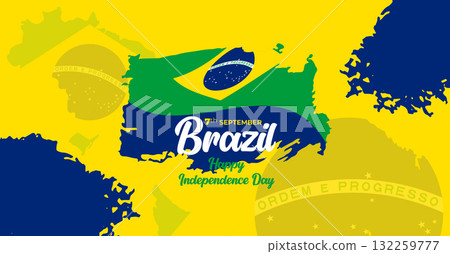 Brazil Independence Day 7 September. Independence Day Web Banner Background With Brazil Flag. Happy Brazil National Holiday Freedom Day Template For Brochure, Cover, Poster, Header, Invitation Card 132259777