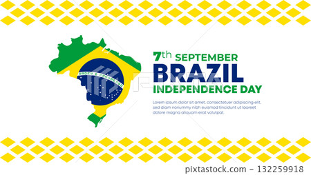Brazil Independence Day 7 September. Independence Day Web Banner Background With Brazil Flag. Happy Brazil National Holiday Freedom Day Template For Brochure, Cover, Poster, Header, Invitation Card 132259918