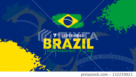 Brazil Independence Day 7 September. Independence Day Web Banner Background With Brazil Flag. Happy Brazil National Holiday Freedom Day Template For Brochure, Cover, Poster, Header, Invitation Card 132259921