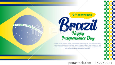 Brazil Independence Day 7 September. Independence Day Web Banner Background With Brazil Flag. Happy Brazil National Holiday Freedom Day Template For Brochure, Cover, Poster, Header, Invitation Card 132259925