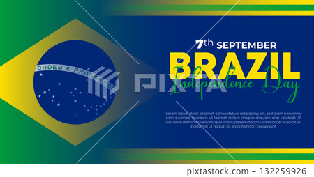 Brazil Independence Day 7 September. Independence Day Web Banner Background With Brazil Flag. Happy Brazil National Holiday Freedom Day Template For Brochure, Cover, Poster, Header, Invitation Card 132259926