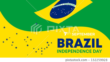Brazil Independence Day 7 September. Independence Day Web Banner Background With Brazil Flag. Happy Brazil National Holiday Freedom Day Template For Brochure, Cover, Poster, Header, Invitation Card 132259928