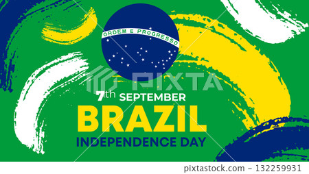 Brazil Independence Day 7 September. Independence Day Web Banner Background With Brazil Flag. Happy Brazil National Holiday Freedom Day Template For Brochure, Cover, Poster, Header, Invitation Card 132259931