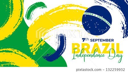 Brazil Independence Day 7 September. Independence Day Web Banner Background With Brazil Flag. Happy Brazil National Holiday Freedom Day Template For Brochure, Cover, Poster, Header, Invitation Card 132259932