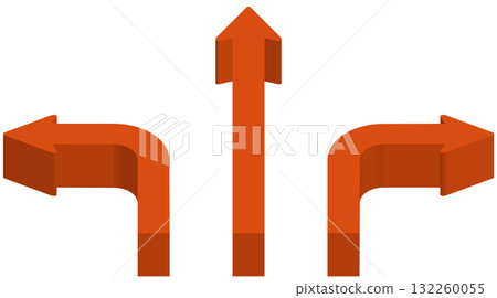 Three-way arrow icon - a design that represents choice and direction 132260055