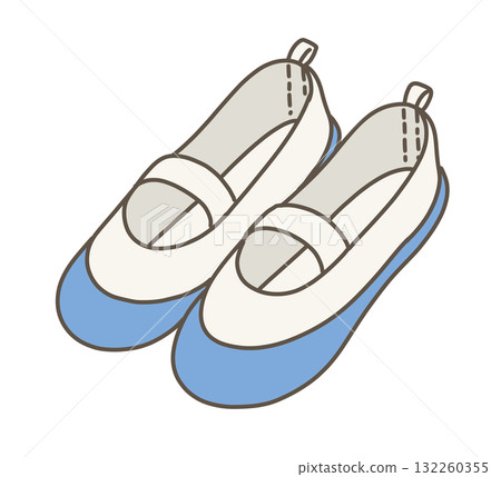School supplies series: Illustration of blue indoor shoes seen from an angle 132260355