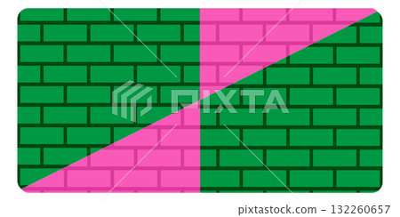 Abstract Brick Wall Divided by a Diagonal Pink Section. 132260657