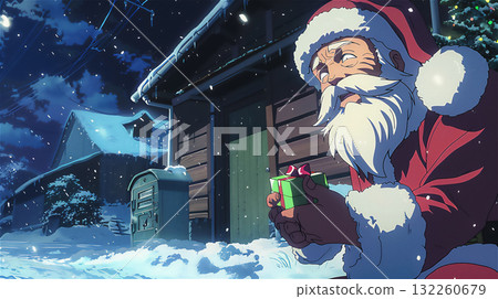 Santa Claus and presents in the snow Santa Claus and presents in the snow 132260679
