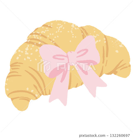 Croissant with pink bow illustration pastel coquette Christmas dessert clipart kawaii bakery art hand drawn for cards prints and invitations Croissant with pink bow illustration pastel coquette Christmas dessert clipart kawaii bakery art hand drawn for cards prints and invitations 132260697