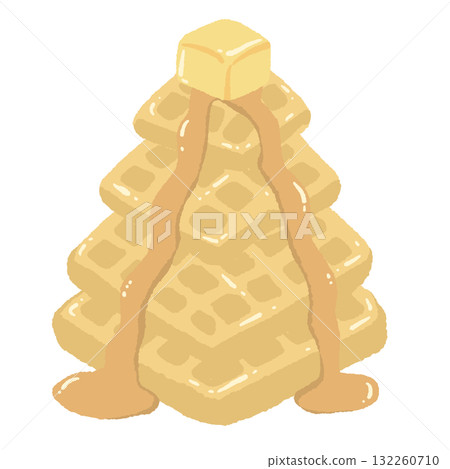 Cute waffle stack with syrup and butter pastel breakfast dessert illustration kawaii coquette Christmas bakery clipart hand drawn for cards and stickers Cute waffle stack with syrup and butter pastel breakfast dessert illustration kawaii coquette Christmas bakery clipart hand drawn for cards and stickers 132260710