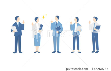 Full-body illustration set of a business team whose problems have been solved Full-body illustration set of a business team whose problems have been solved 132260763