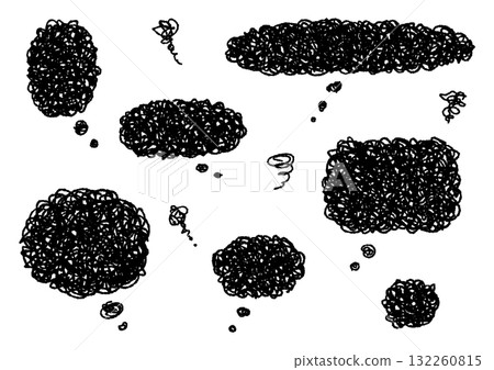 模糊的黑色氣泡集(凹凸不平的線條) 模糊的黑色氣泡集(凹凸不平的線條) 132260815