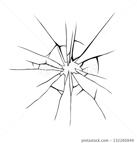 Glass crack broken texture window. Ice glass cracked effect background bullet mirror transparent isolated illustration 132260849