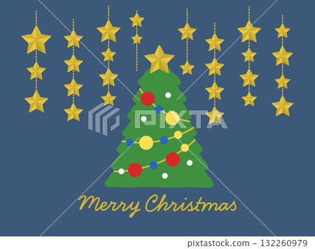 Christmas tree star ornament frame illustration Christmas tree star ornament frame illustration 132260979