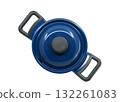 Blue stainless steel cooking pot isolated on white background 132261083