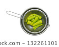 Fresh Green Peppers in Metal Strainer 132261101
