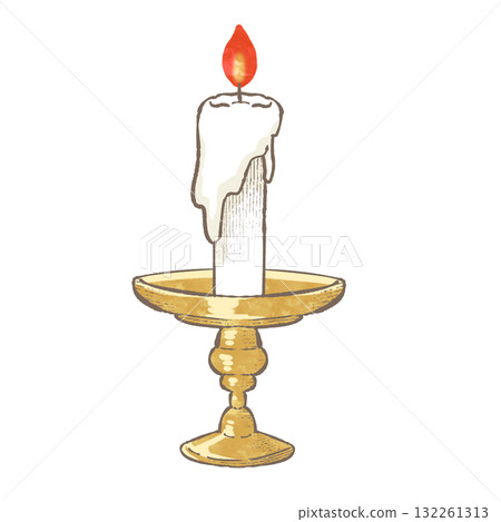 Christmas candles and gold candlesticks watercolor illustration Christmas candles and gold candlesticks watercolor illustration 132261313