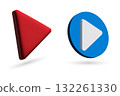 3D Play button. Realistic 3D play button vector illustration. 132261330