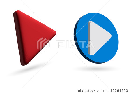 3D Play button. Realistic 3D play button vector illustration. 132261330