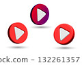 3D Play button. Realistic 3D play button vector illustration. 132261357
