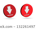 3D Download icon, Load symbol. 3D Download button and download icon. 132261497