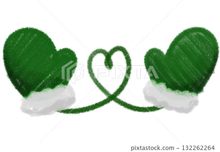 綠色手繪手套和心形 綠色手繪手套和心形 132262264