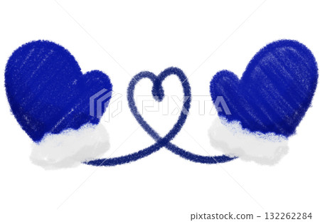 Dark blue hand-painted gloves and hearts Dark blue hand-painted gloves and hearts 132262284