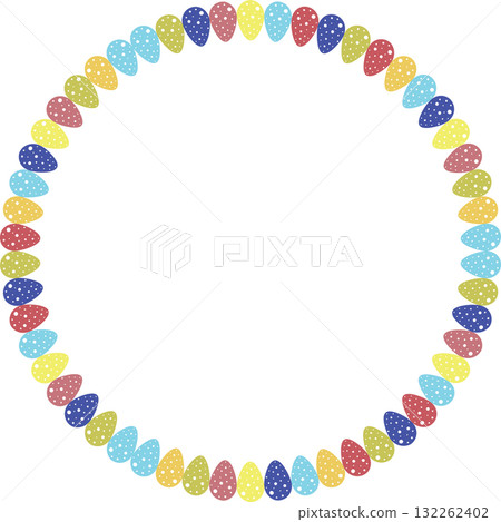 Painted Easter eggs frame with empty space. Copy space on transparent background. Easter egg hunt 132262402