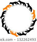 Fox animal frame. Vector illustration of a happy standing red fox empty frame box 132262493