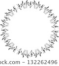 Flourish frame with monochrome elements. Trendy botany graphic template. Grass empty frame box 132262496