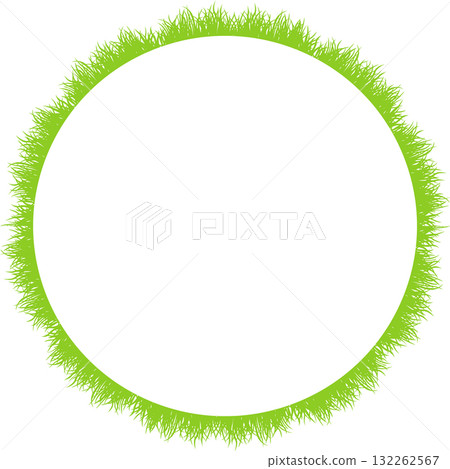 Green Grass empty frame. Trendy botany graphic template. Grass empty frame box 132262567